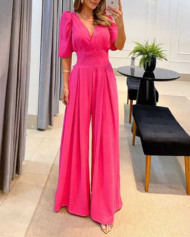 Mono De Cintura Con Mangas Abullonadas De Moda
