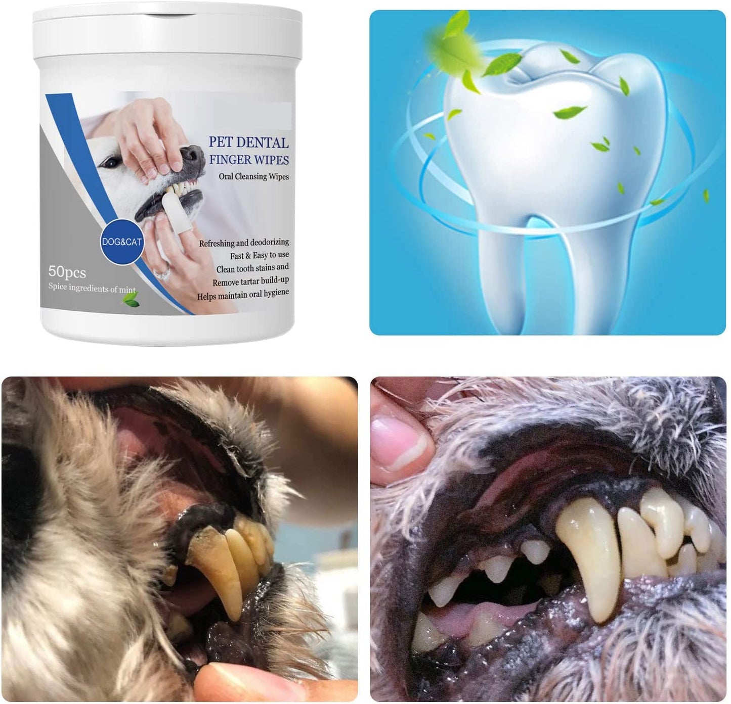 ✨Pet Dental Cleaning finger Wipes(1BOX-50PCS)
