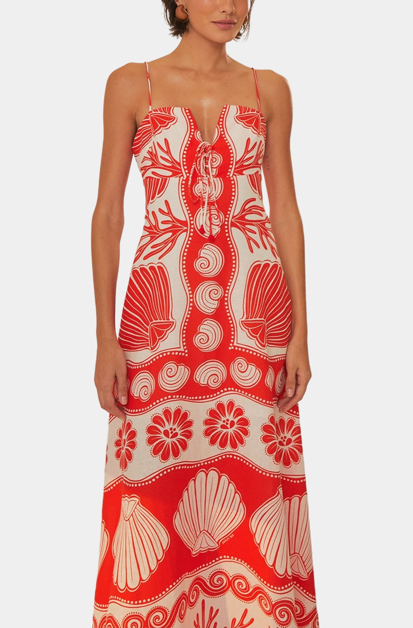 Ainika Shell Red Maxi Dress