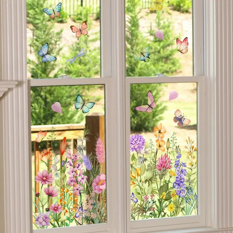 ✨LAST DAY 49% OFF - 💐Colorful Floral Bouquet Window Sticker🖼️(Cut to size freely)✨