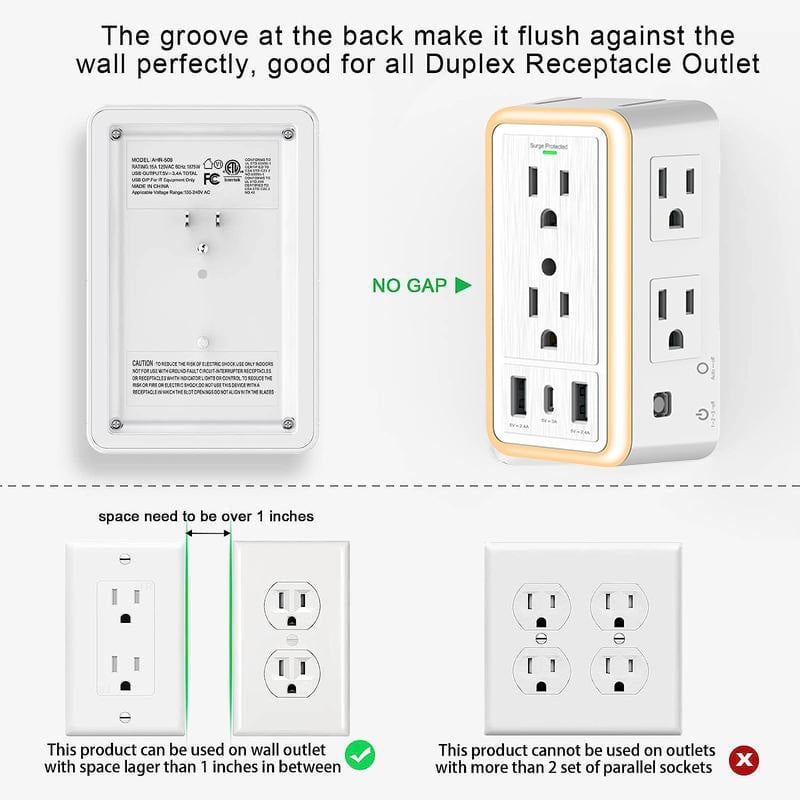 ✨LAST DAY ONLY 49% OFF🔥 Multi Plug Outlet Surge Protector