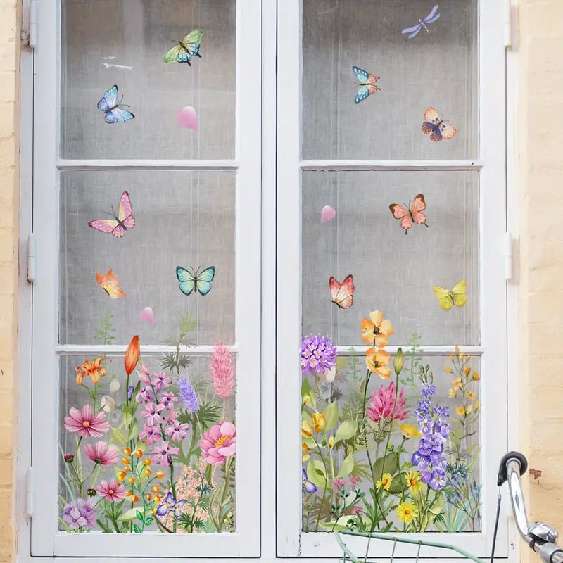 ✨LAST DAY 49% OFF - 💐Colorful Floral Bouquet Window Sticker🖼️(Cut to size freely)✨
