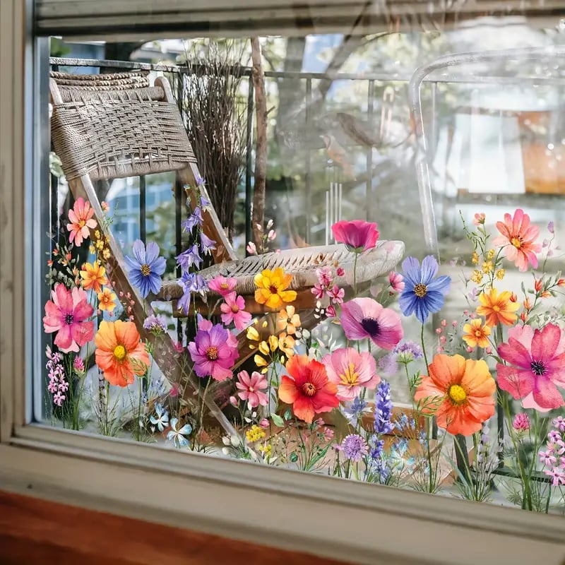 ✨LAST DAY 49% OFF - 💐Colorful Floral Bouquet Window Sticker🖼️(Cut to size freely)✨