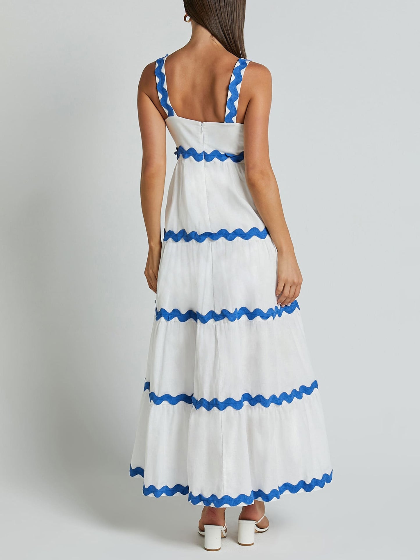Robe mi-longue bandeau à imprimé ondulé simple