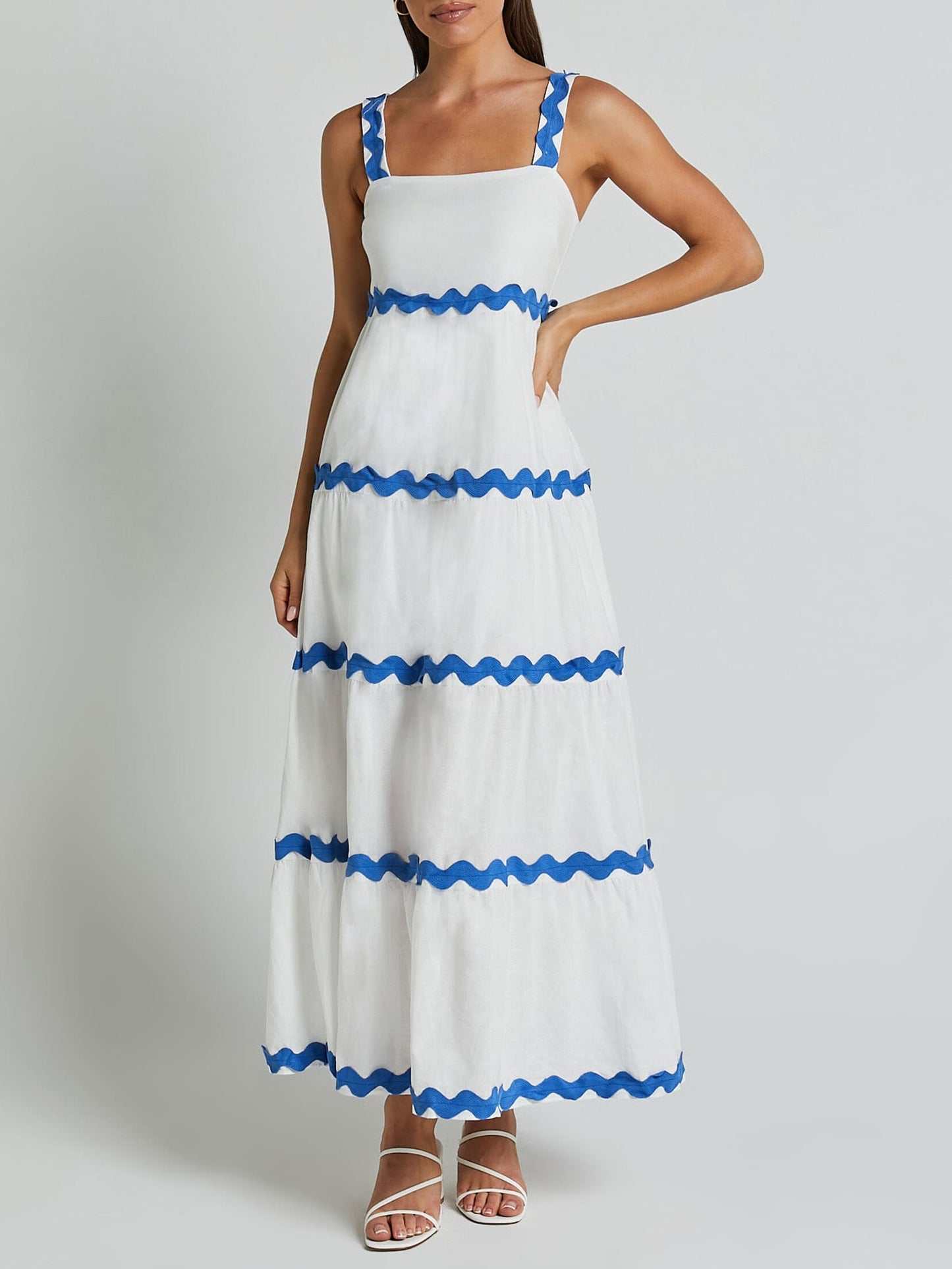 Robe mi-longue bandeau à imprimé ondulé simple