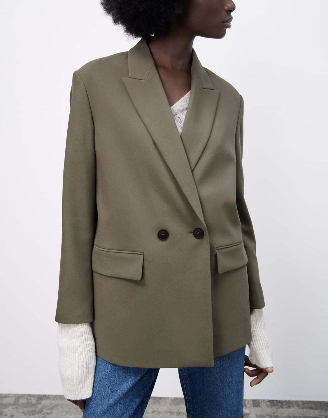 Chaqueta de traje informal holgada con doble botonadura