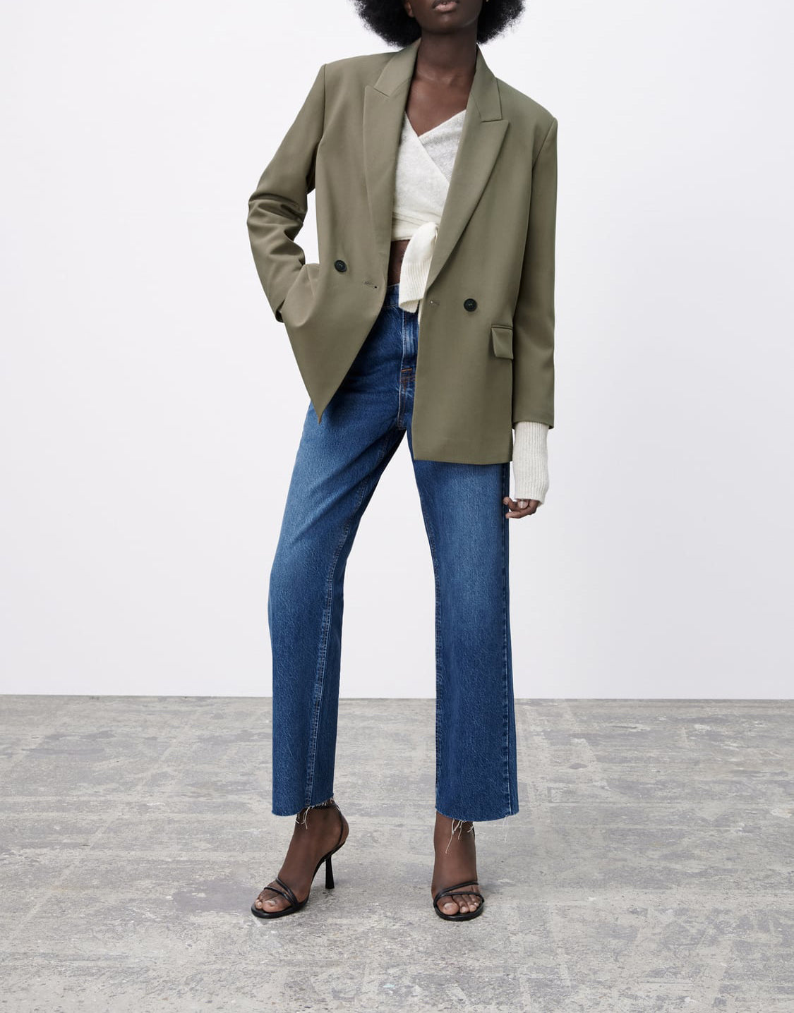 Chaqueta de traje informal holgada con doble botonadura