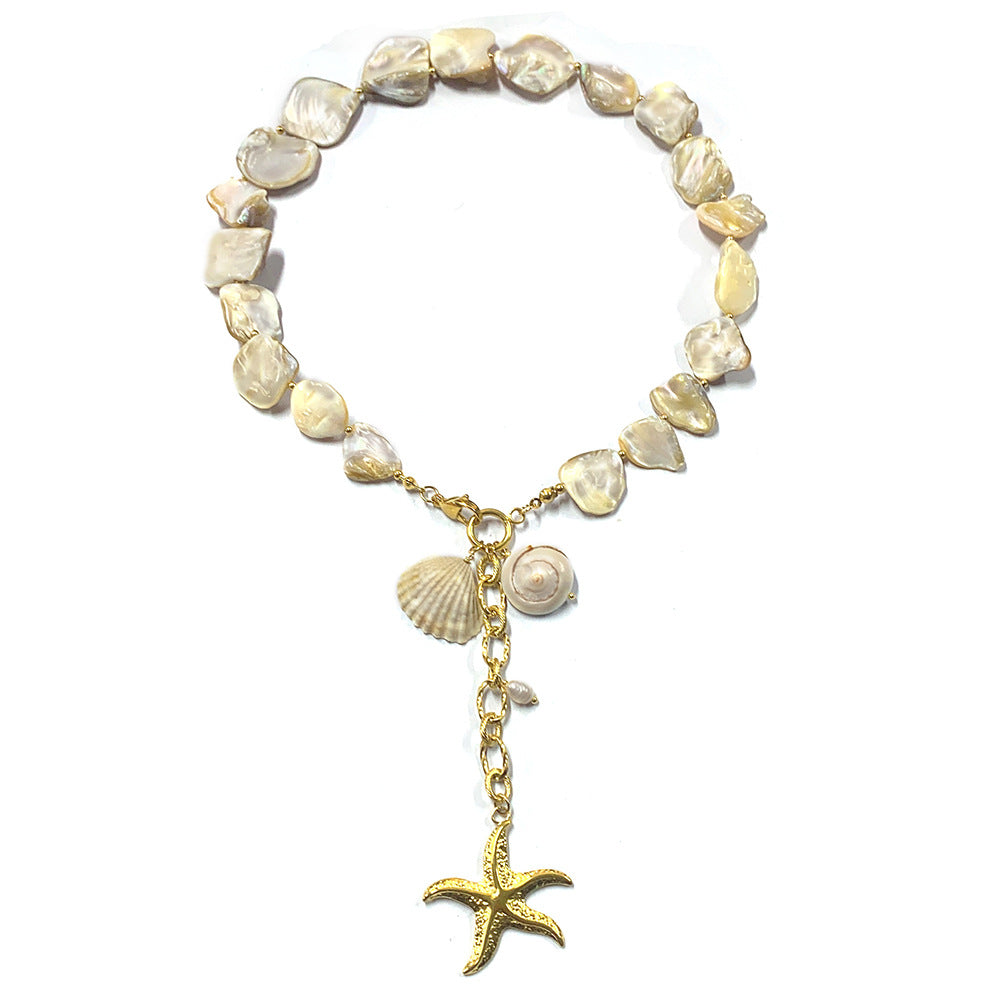 Collier coquillage surdimensionné bohème