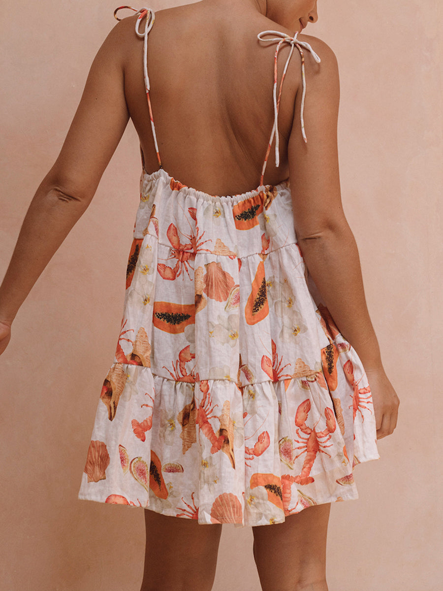 Minivestido con estampado de cangrejo
