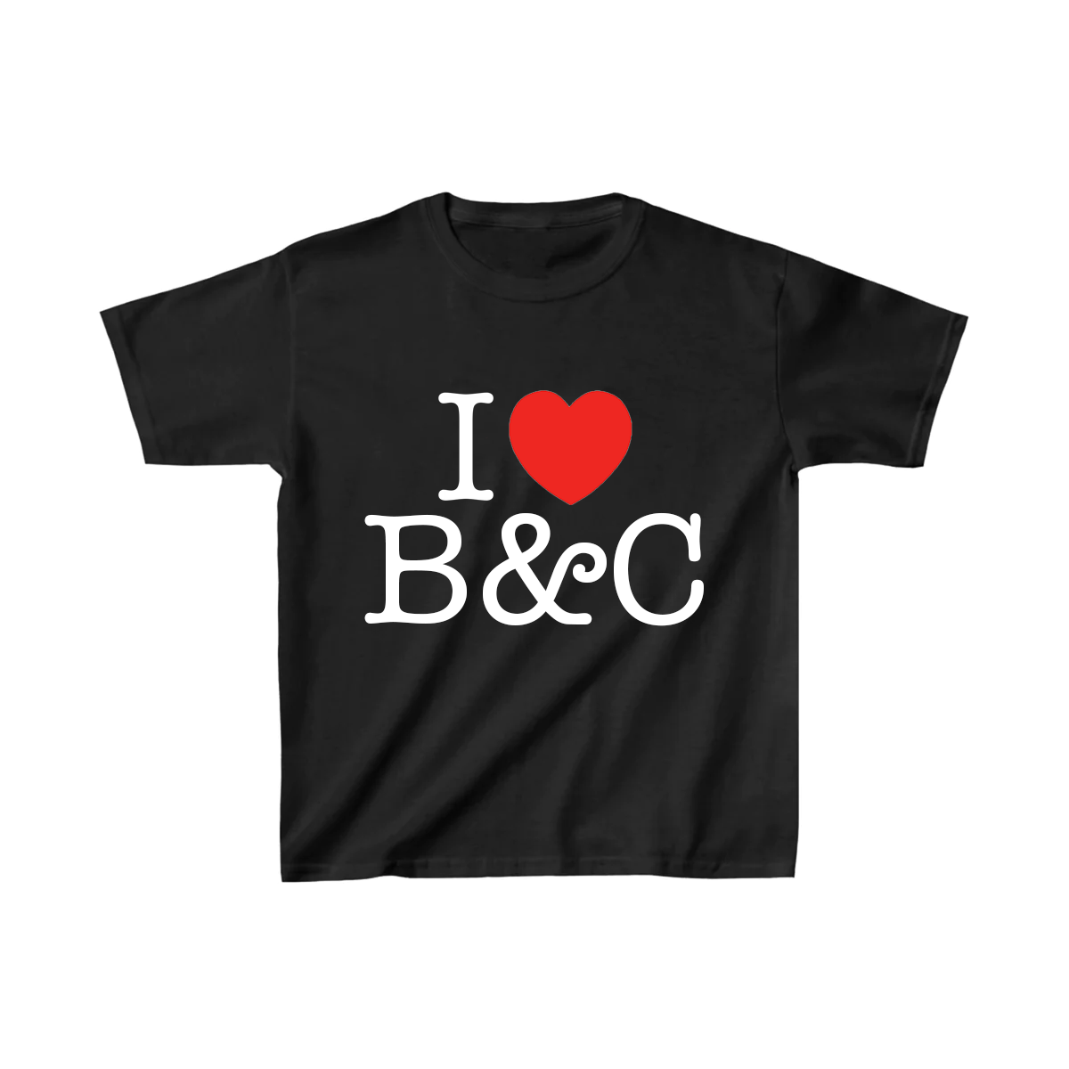 Camiseta holgada con la frase "I Heart B&C"