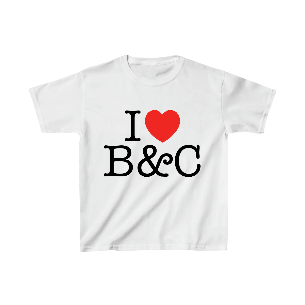 Camiseta holgada con la frase "I Heart B&C"