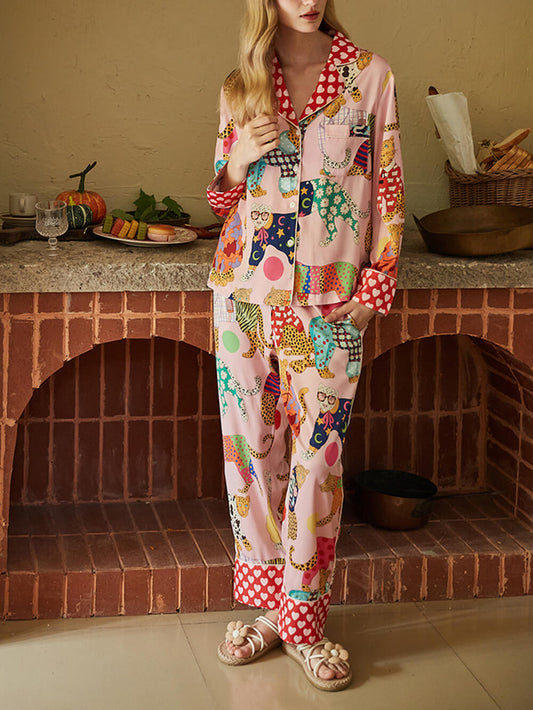 Conjunto de pijama con estampado de leopardo