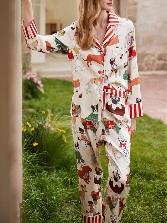 Conjunto de pijama con estampado de perro navideño
