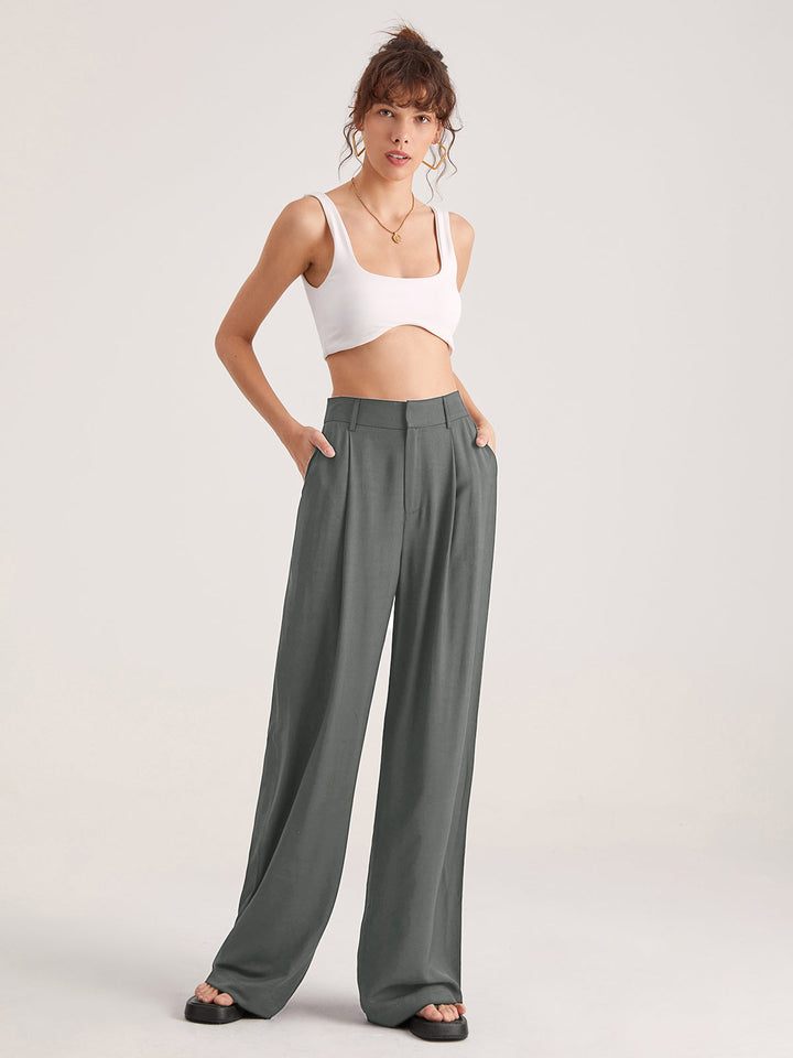 Übergroße Hose mit hoher Taille und Bügelfalten vorne 