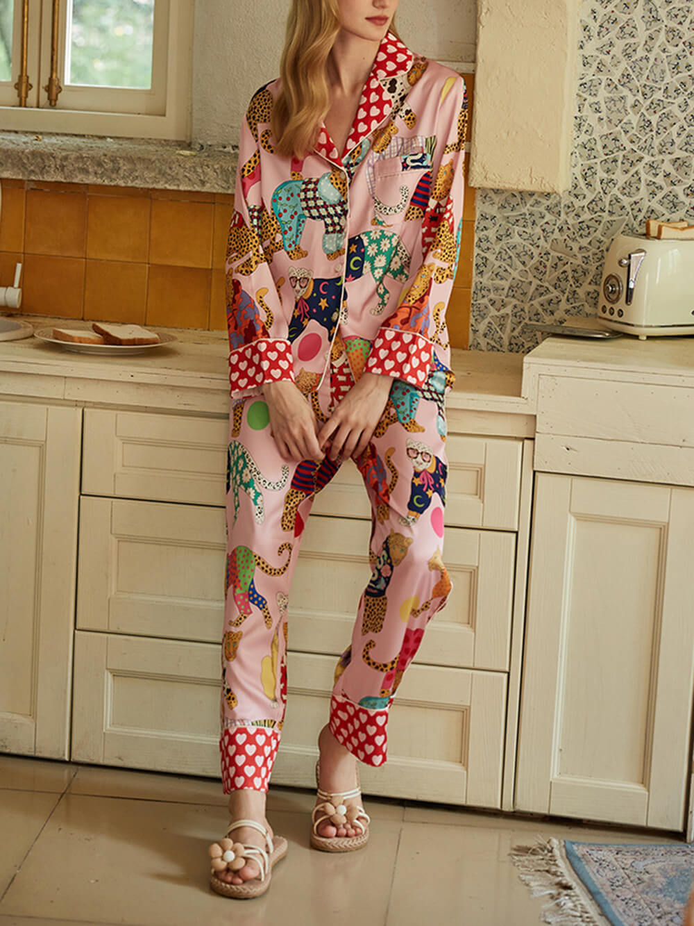 Conjunto de pijama con estampado de leopardo