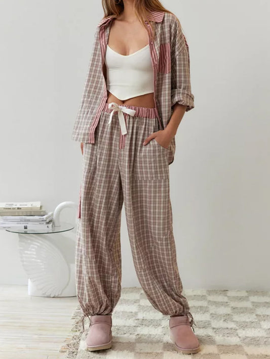 Conjunto de pijama holgado de color rosa