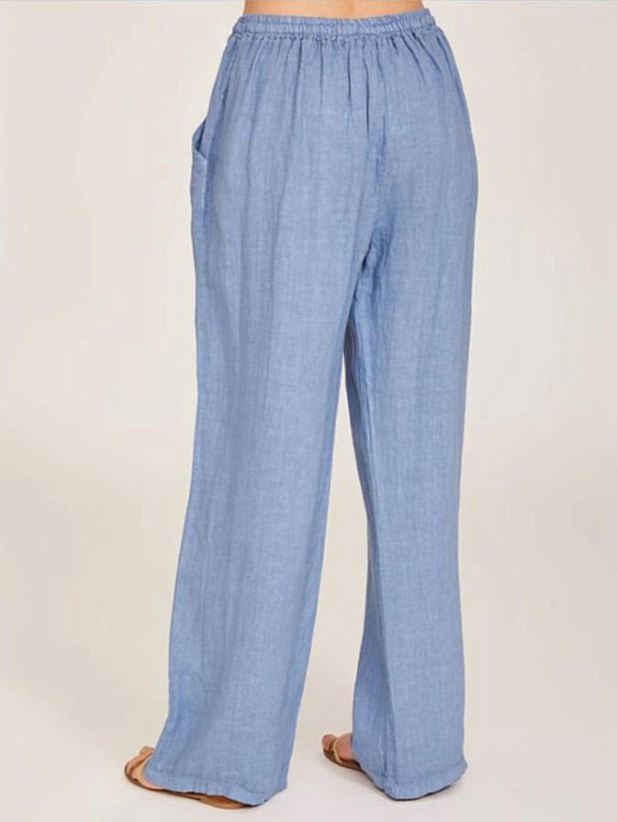 Lässige, lockere Hose aus Baumwollleinen für Damen 
