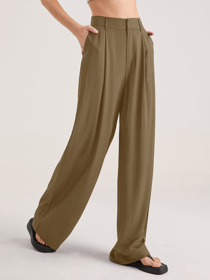 Übergroße Hose mit hoher Taille und Bügelfalten vorne 