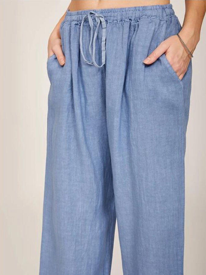 Lässige, lockere Hose aus Baumwollleinen für Damen 