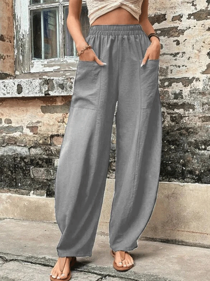 Lässige, einfarbige Hose für Damen 