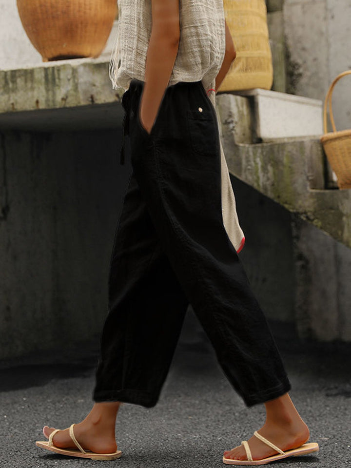 Elegante, lässige Baumwollhose für Damen in reiner Farbe 