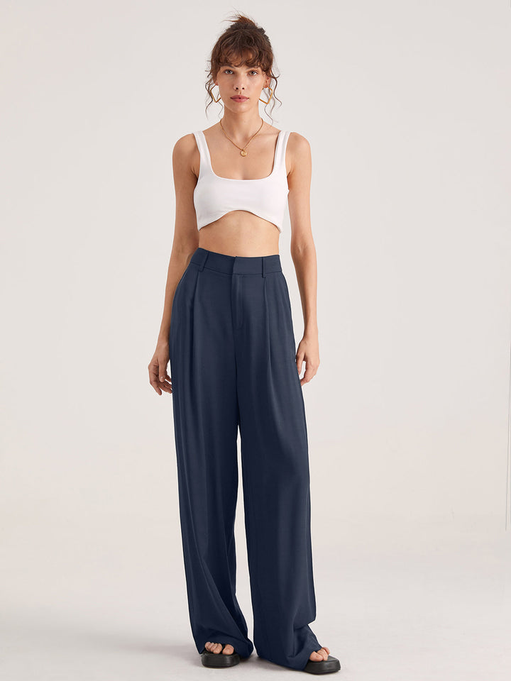 Übergroße Hose mit hoher Taille und Bügelfalten vorne 