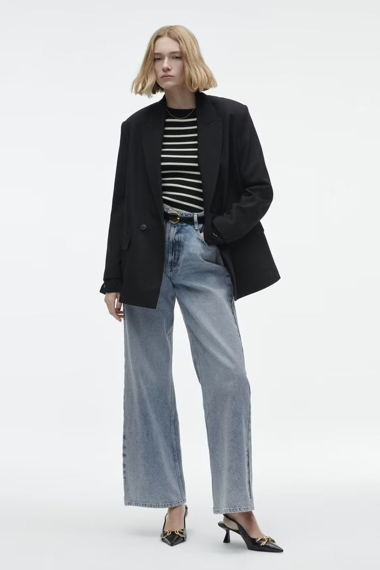 Chaqueta de traje informal holgada con doble botonadura