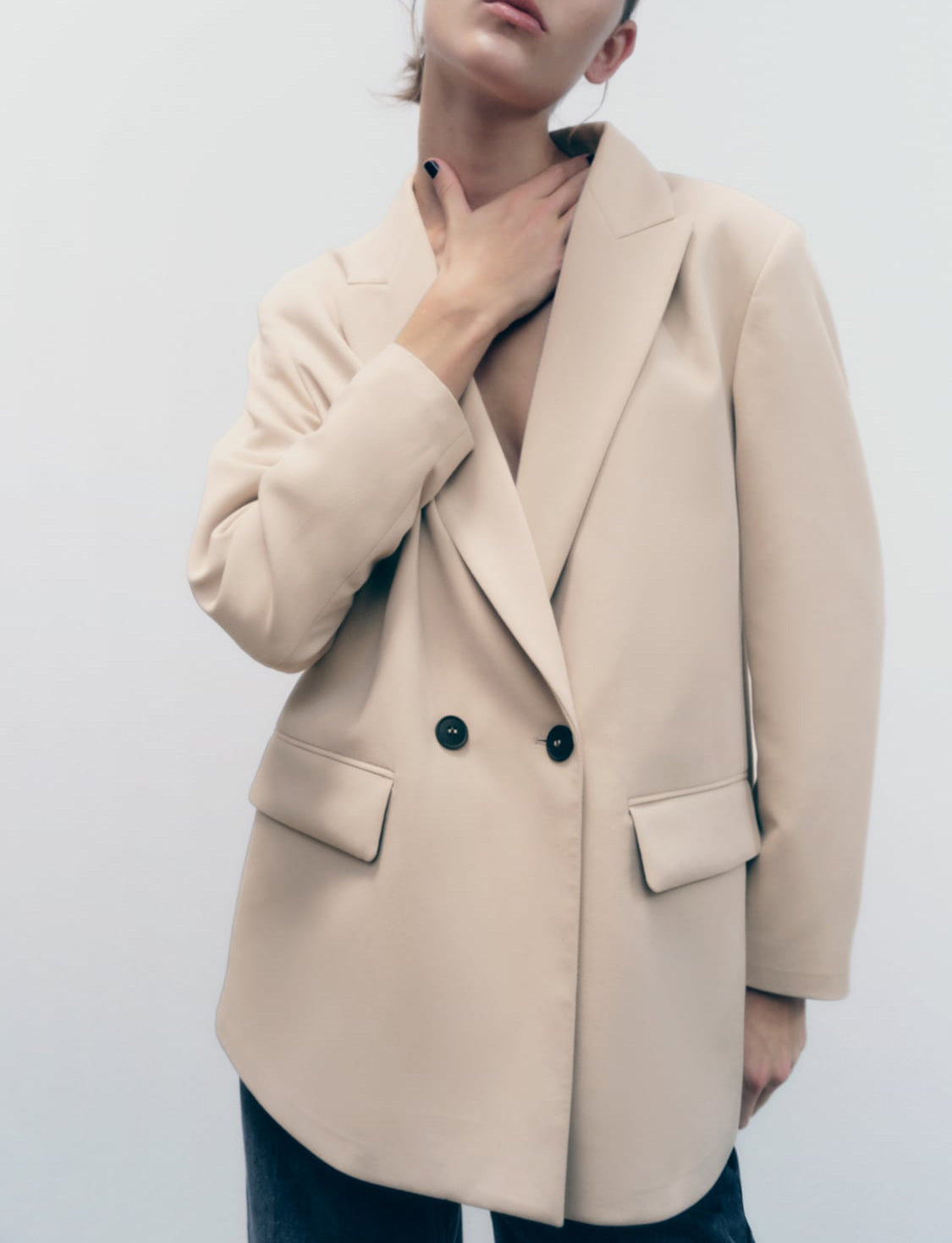 Chaqueta de traje informal holgada con doble botonadura