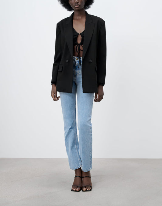 Chaqueta de traje informal holgada con doble botonadura