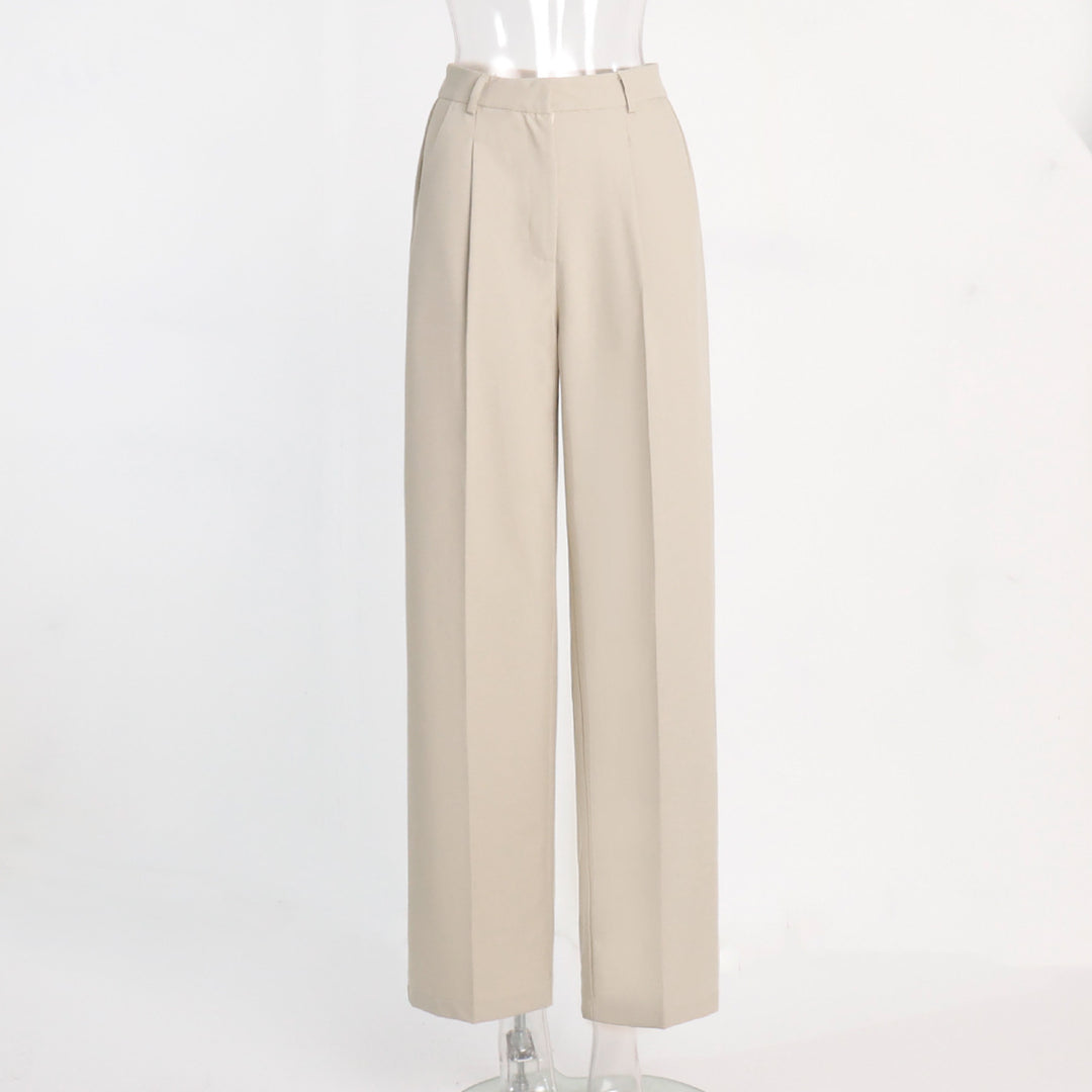 Anzughose mit hoher Taille, geradem Bein und weitem Bein