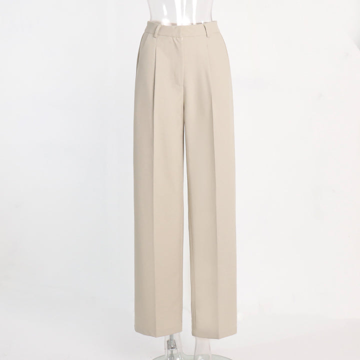 Anzughose mit hoher Taille, geradem Bein und weitem Bein