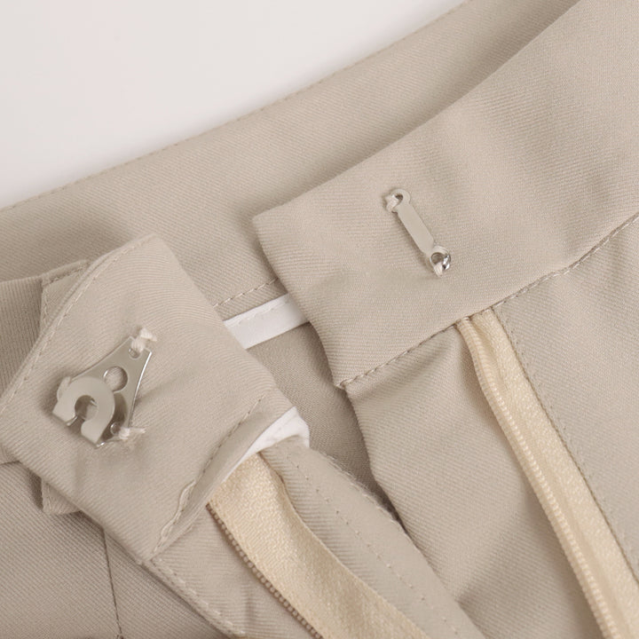 Anzughose mit hoher Taille, geradem Bein und weitem Bein
