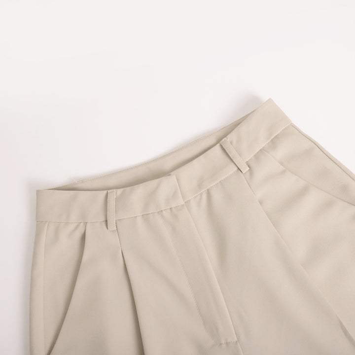 Anzughose mit hoher Taille, geradem Bein und weitem Bein