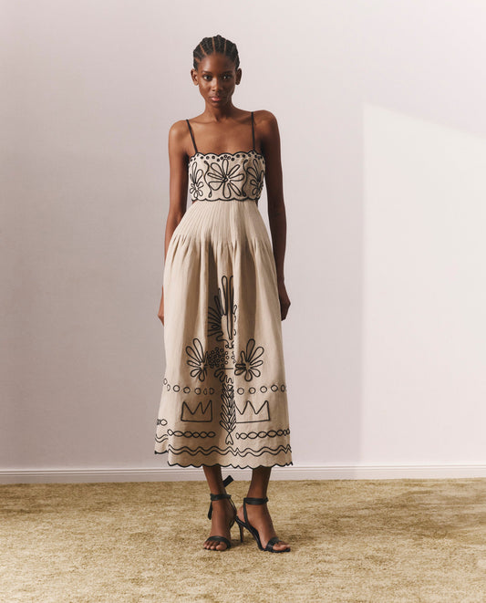 EMMA | Vestido midi sin tirantes