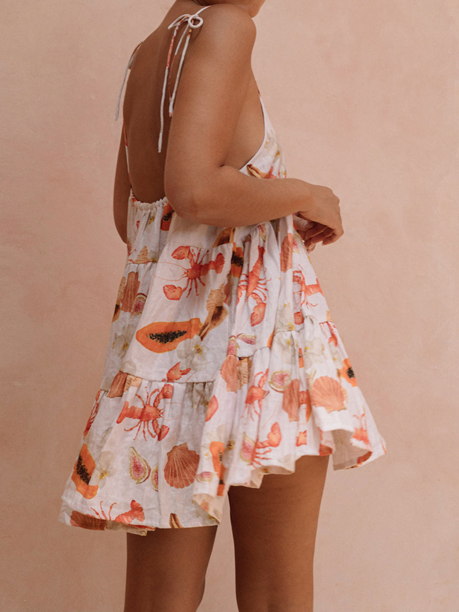 Minivestido con estampado de cangrejo