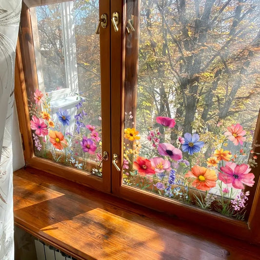 ✨LAST DAY 49% OFF - 💐Colorful Floral Bouquet Window Sticker🖼️(Cut to size freely)✨