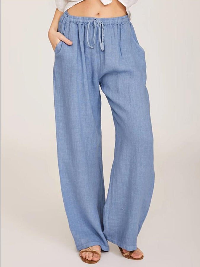 Lässige, lockere Hose aus Baumwollleinen für Damen 