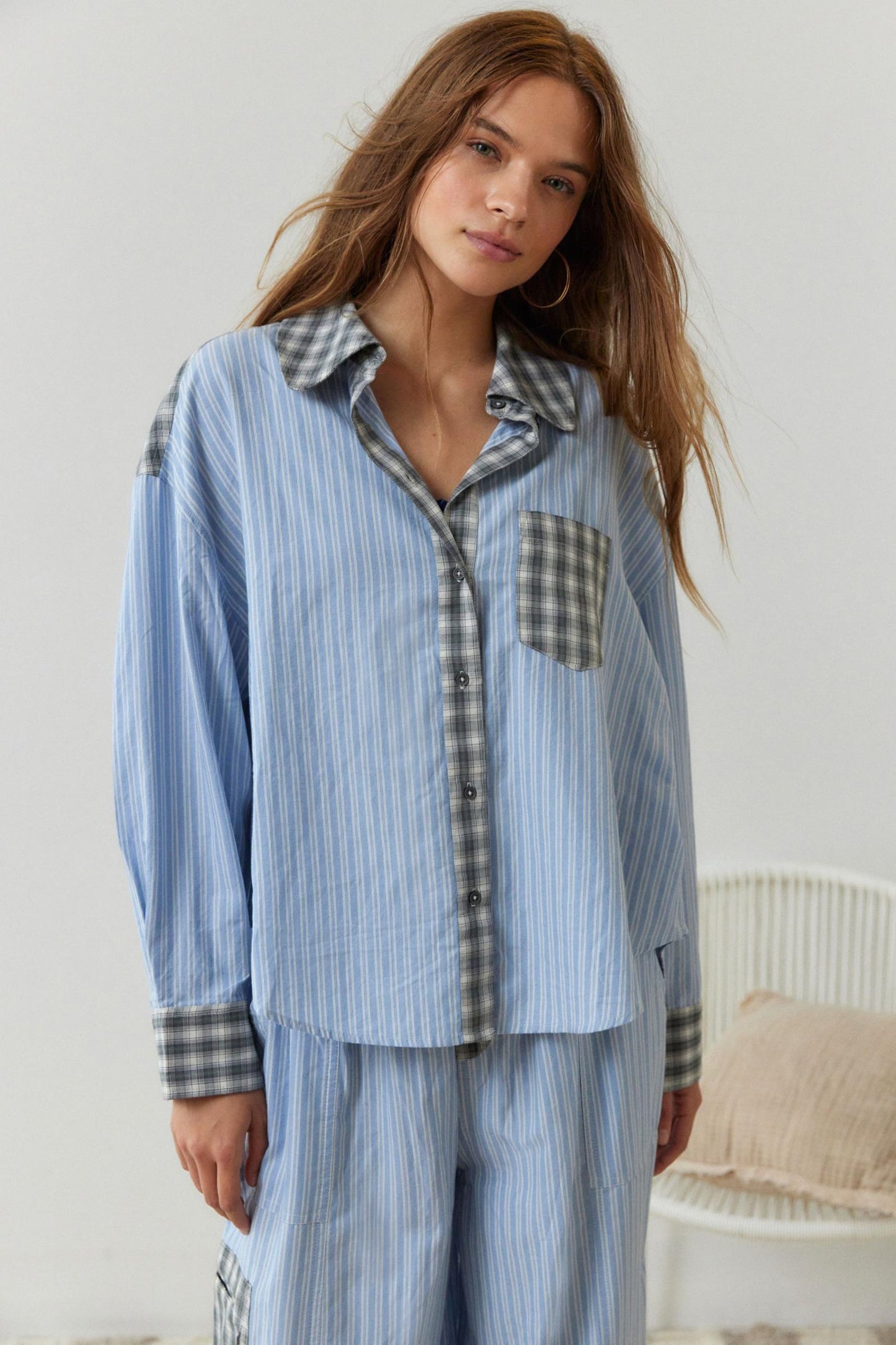 Conjunto de pijama holgado de color rosa