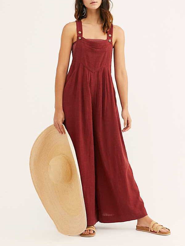 Damen-Jumpsuit aus fester Baumwolle und Leinen 