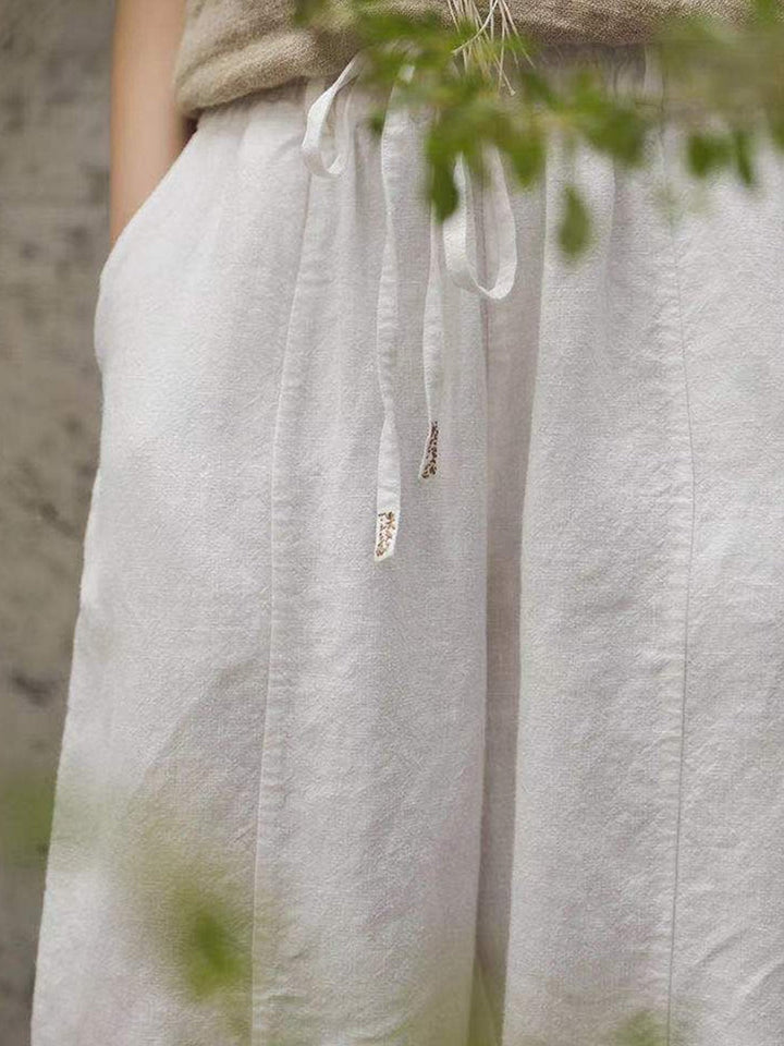 Elegante, lässige Baumwollhose für Damen in reiner Farbe 