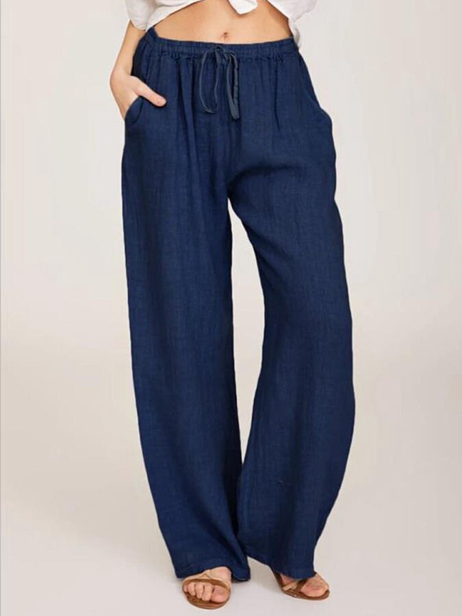 Lässige, lockere Hose aus Baumwollleinen für Damen 