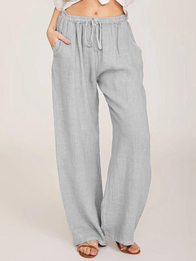 Lässige, lockere Hose aus Baumwollleinen für Damen 