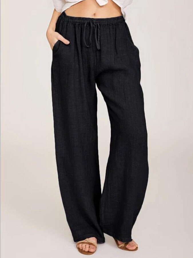 Lässige, lockere Hose aus Baumwollleinen für Damen 