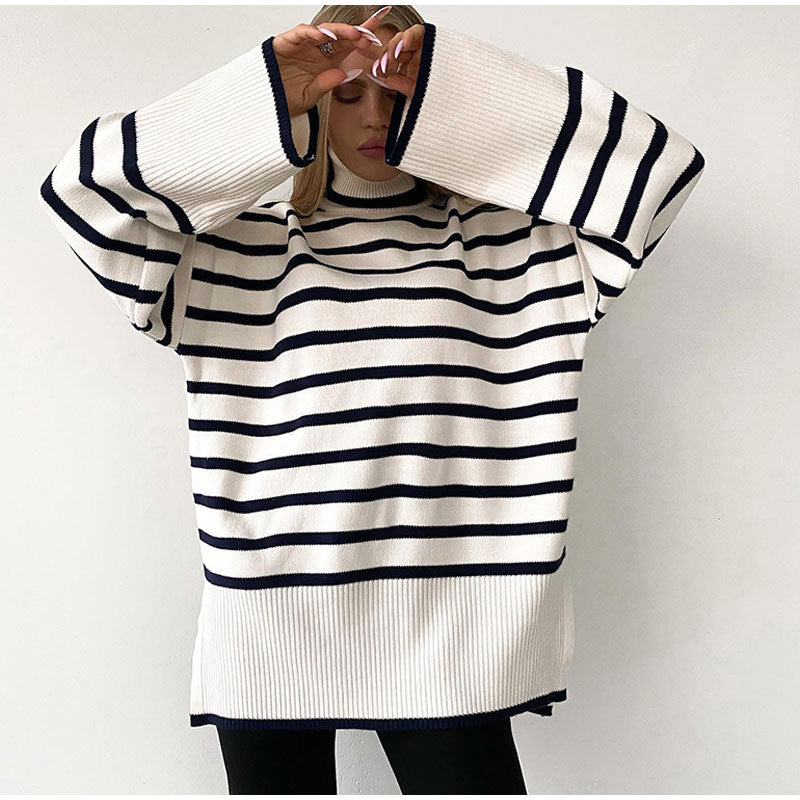 Einfarbiger, lockerer Rollkragenpullover für Damen