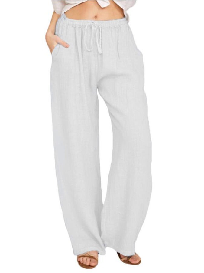 Lässige, lockere Hose aus Baumwollleinen für Damen 