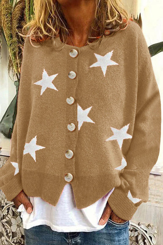 Cardigan feminino com estampa de estrelas