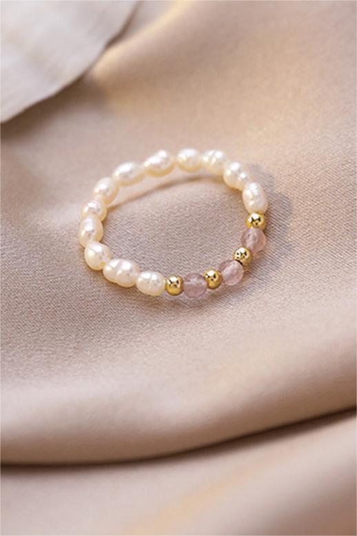 Anelli con perline di perle finte